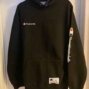 Supreme Champion Black Sweatshirt Hoodie XL New